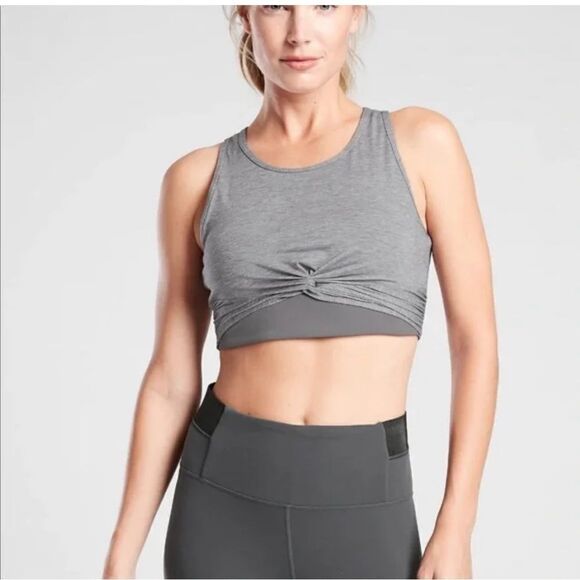 Athleta Gray Twist Crop Top S - Picture 1 of 4